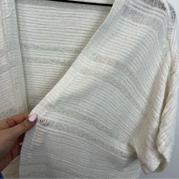 World Market One Size Textured Cotton Open Front Short Sleeve Cardigan - Picture 9 of 13